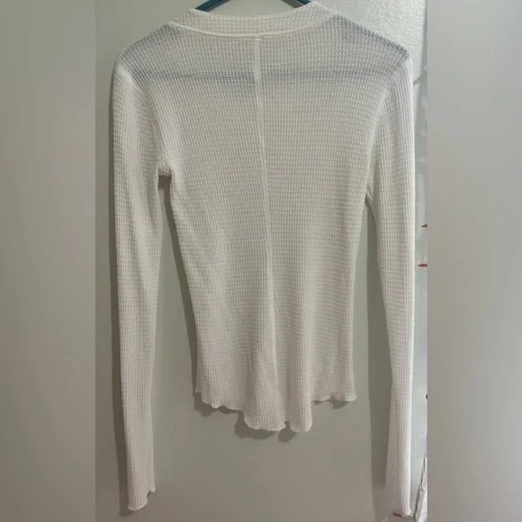 Free People White Waffle Knit Top - Picture 4 of 6